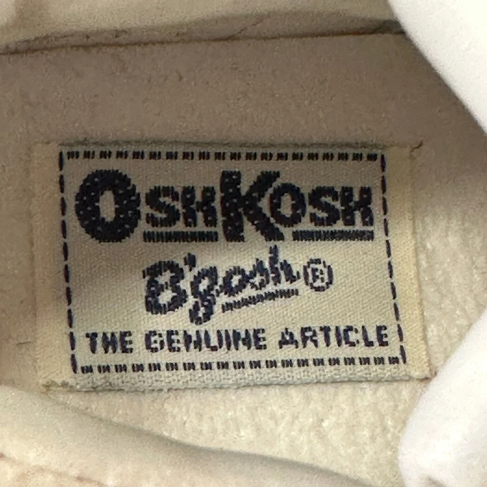 OshKosh Bgosh Vintage Infant White Leather High Top Sneakers Made in USA Size 3E